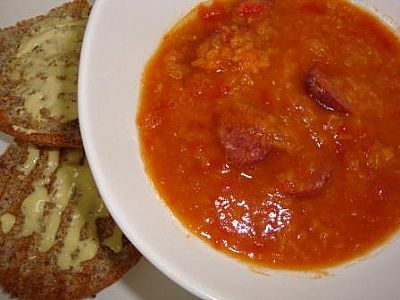 Spicy Tomato, Lentil and Chorizo soup healthy food ideas