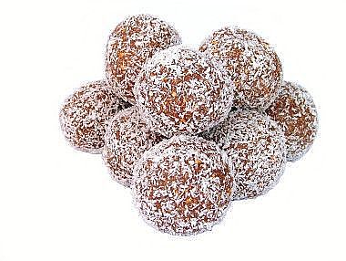 Truffles covered with coconut stack.