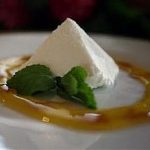 Feijoa sorbet on a plate with mint