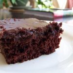 Easy upside-down chocolate plum cake