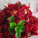 Grated beetroot, almonds and mint salad