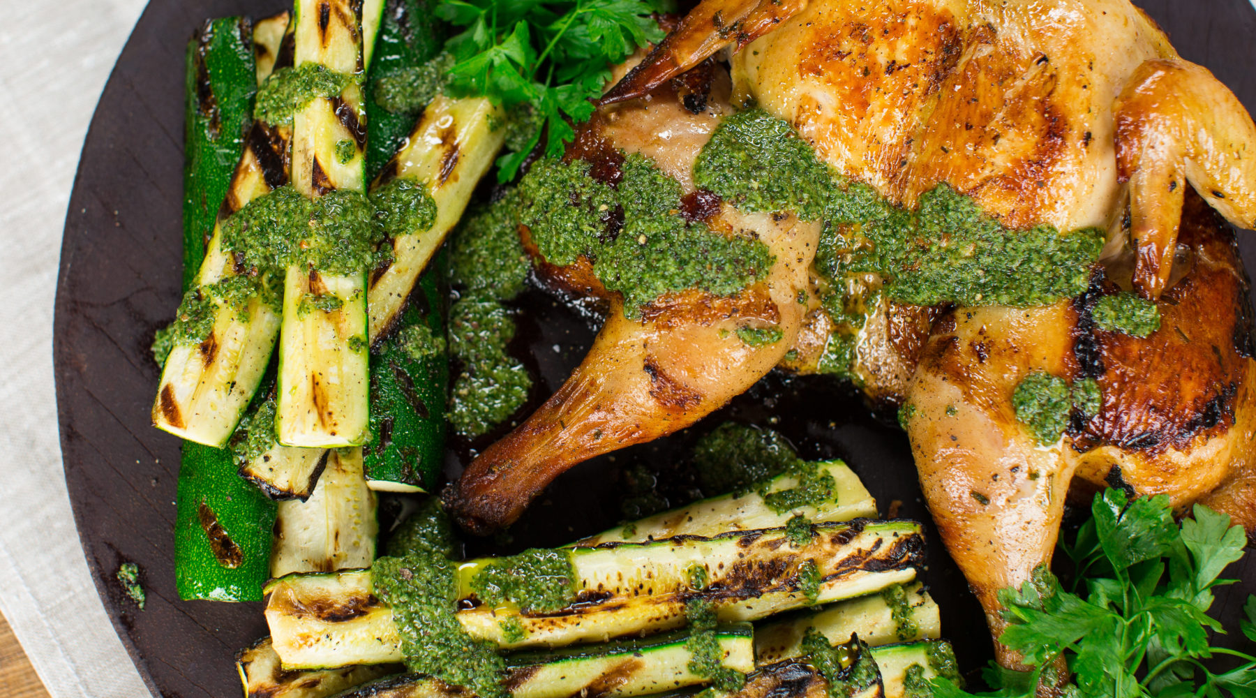 Butterfly Chicken with Courgette & Kale Salsa Verde