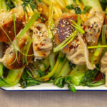 Shiitake Gyoza with Stir-fried Pak Choy