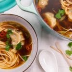 Spicy Bone Broth & Shiitake Dumpling Noodle Soup