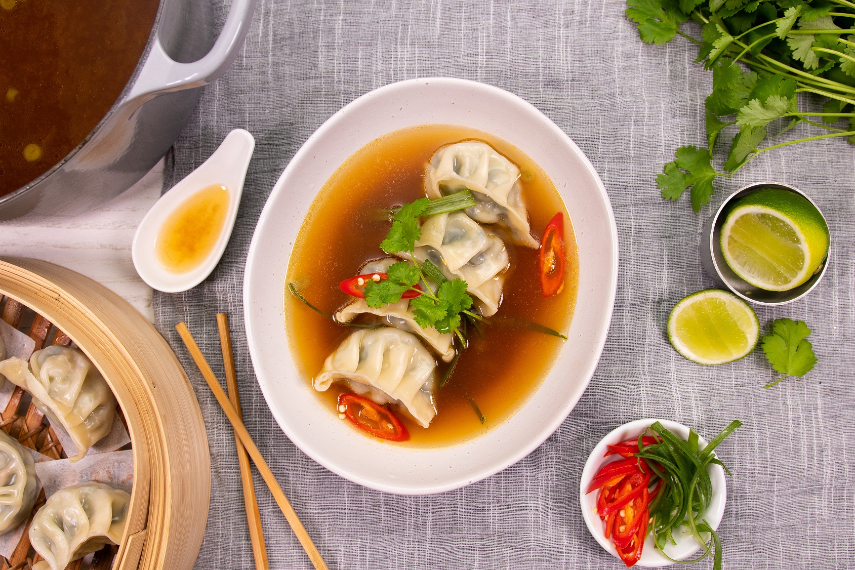 Vegan Umami Broth & Bok Choy Dumpling Soup