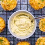 pot of soft dill butter and muffins on a wire rack