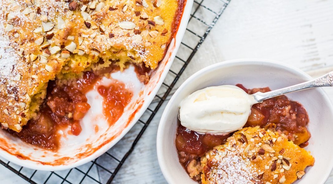 Yummy Apple & Rhubarb Sponge Pudding Fresh Recipes NZ