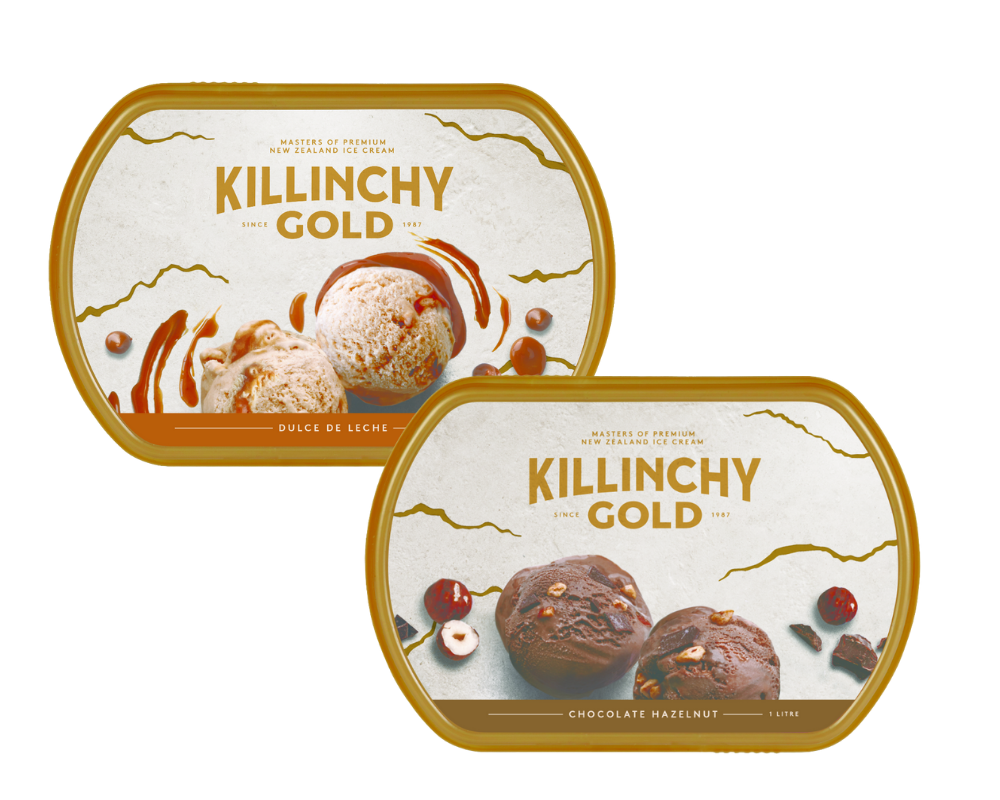Killinchy Gold Dulce de Leche and Chocolate Hazelnut Ice Cream tubs, Christmas must-haves
