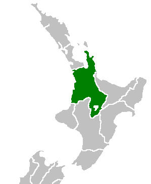 Map of New Zealand showing Waikato region